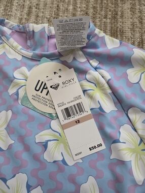 Roxy Girls Floral Waves Long Sleeve Paddlesuit Swimsuit UPF 50+